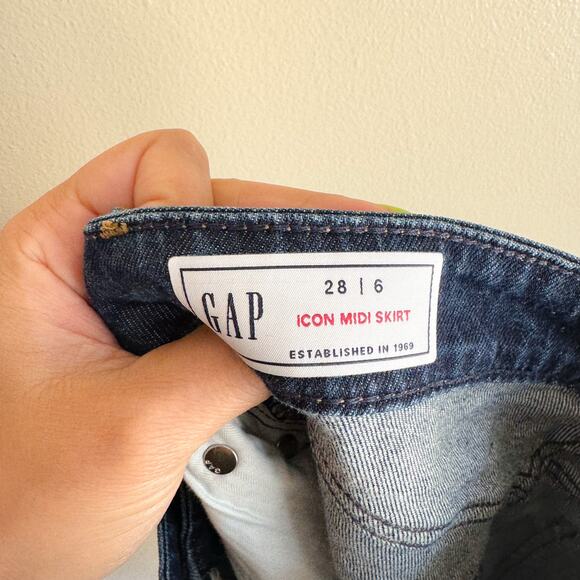 Gap Dark Wash Blue Denim Front Slit Icon Midi Skirt - 28 or 6 - Picture 3 of 9